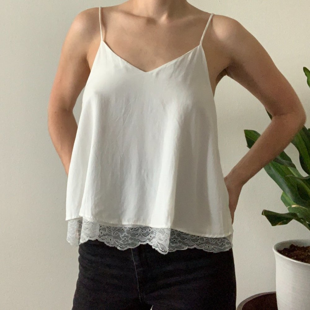 ZARA Layered Lace Flowy Tank Top